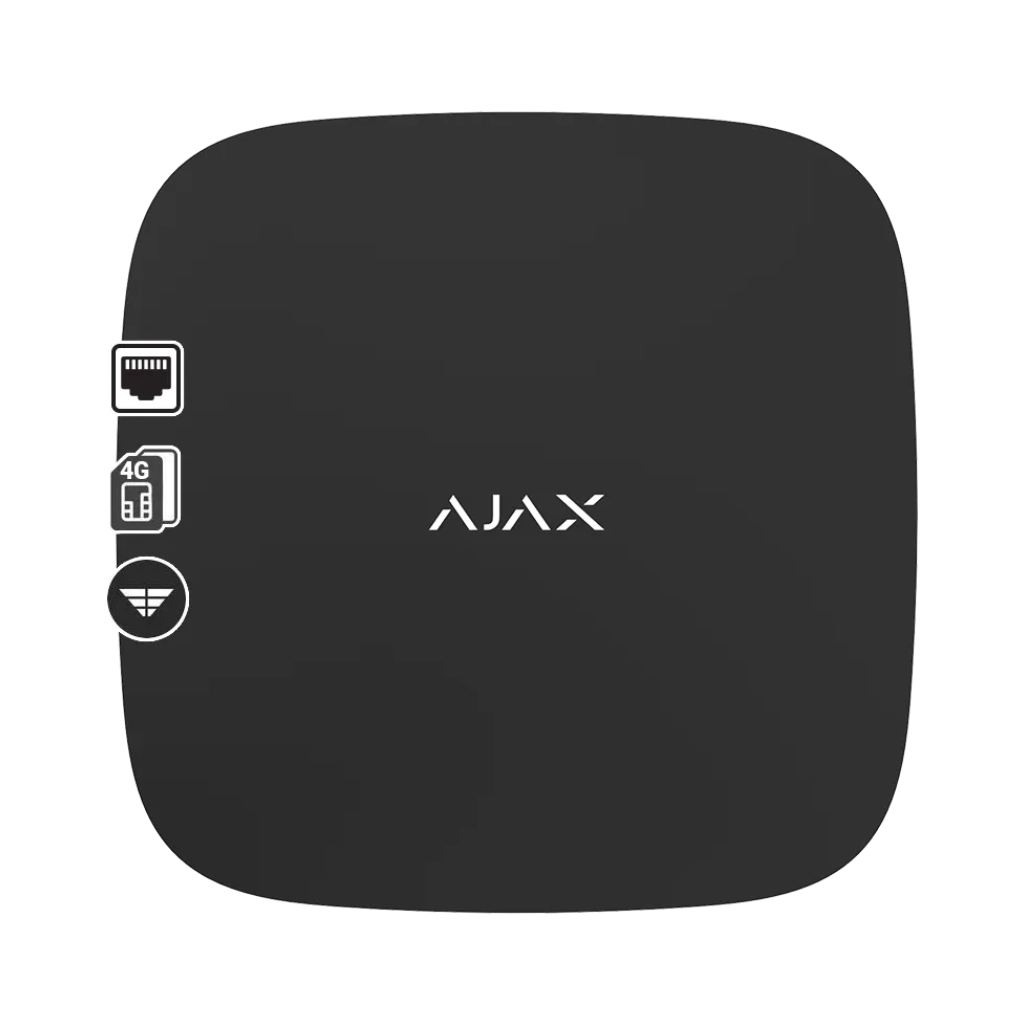 AJAX - HUB 2 (4G) BLACK Ασύρματη κεντρική μονάδα με διασύνδεση GSM/GPRS (Dual Micro SIM 2G/3G/LTE) και Ethernet - Κύρια εικόνα προϊόντος