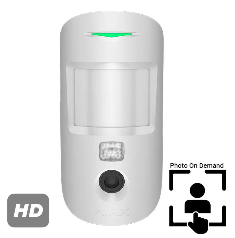 AJAX - MOTION CAM SUPERIOR HD (PhOD) WHITE Ασύρματος ανιχνευτής κίνησης SUPERIOR με ενσωματωμένη κάμερα για φωτογραφίες HD ανάλυσης, κατ' επιλογή (PhOD), σε λευκό χρώμα