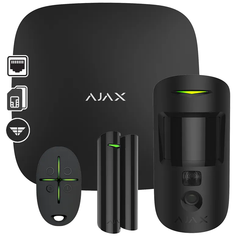 AJAX - STARTER KIT CAM BLACK Σετ κεντρικής μονάδας με ανιχνευτή με κάμερα - Κύρια εικόνα προϊόντος