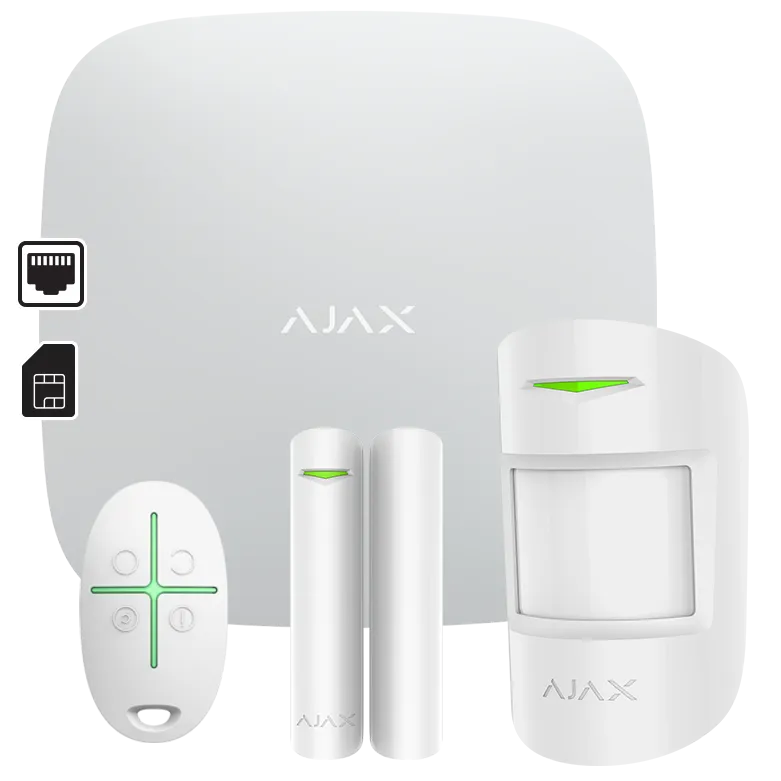 AJAX - STARTER KIT WHITE Σετ κεντρικής μονάδας IP &amp; Sim, σε λευκό χρώμα