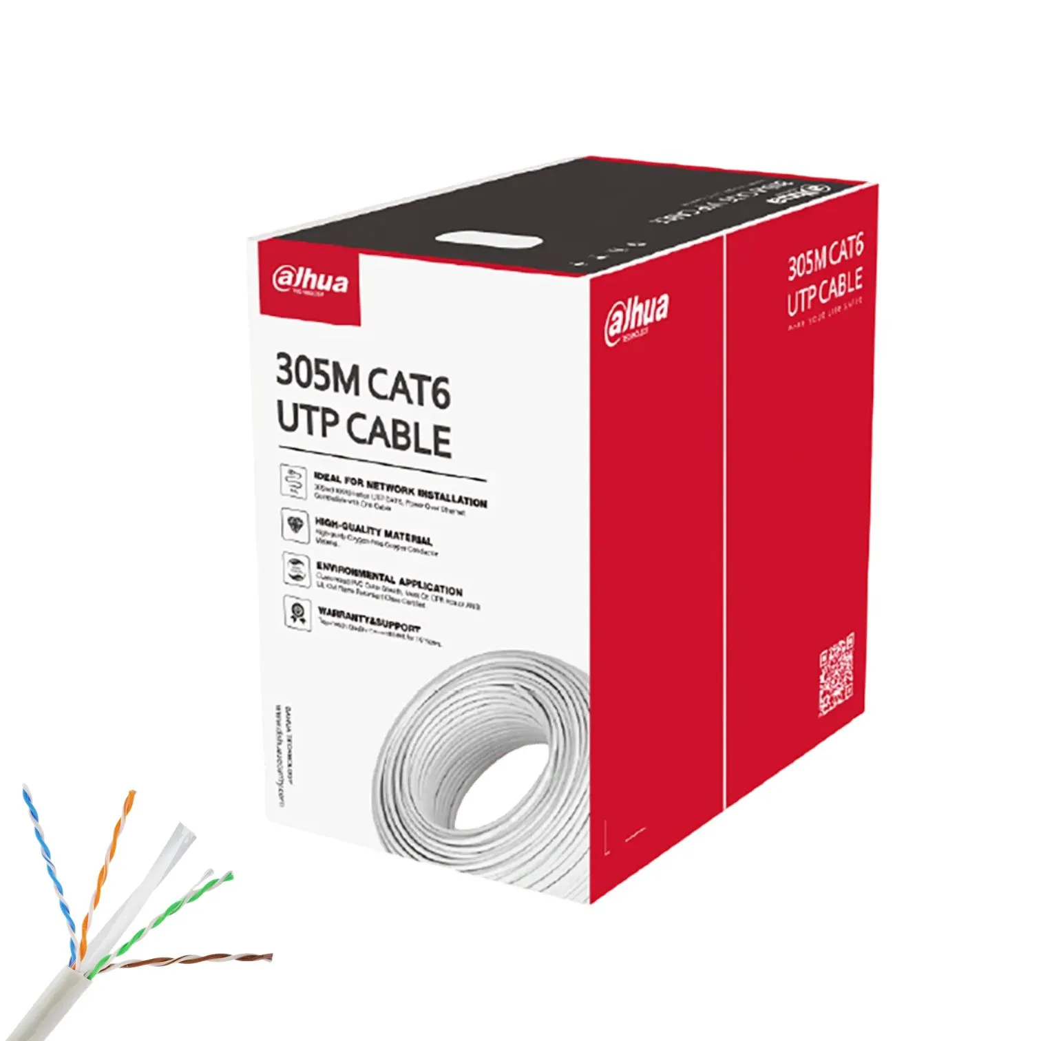 DAHUA - PFM922I-6UN-C Καλώδιο UTP Cat6, 305 μέτρων, λευκού χρώματος. Yλικό CCA (χαλκός 22%)