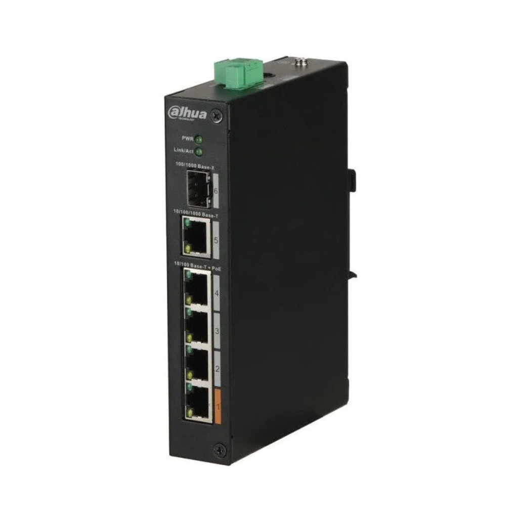 DAHUA - PFS3106-4ET-60-V2 Switch με 4 θύρες PoE, 1 θύρα uplink 1000Mbps και 1 θύρα SFP. (Unmanaged, Hardened)