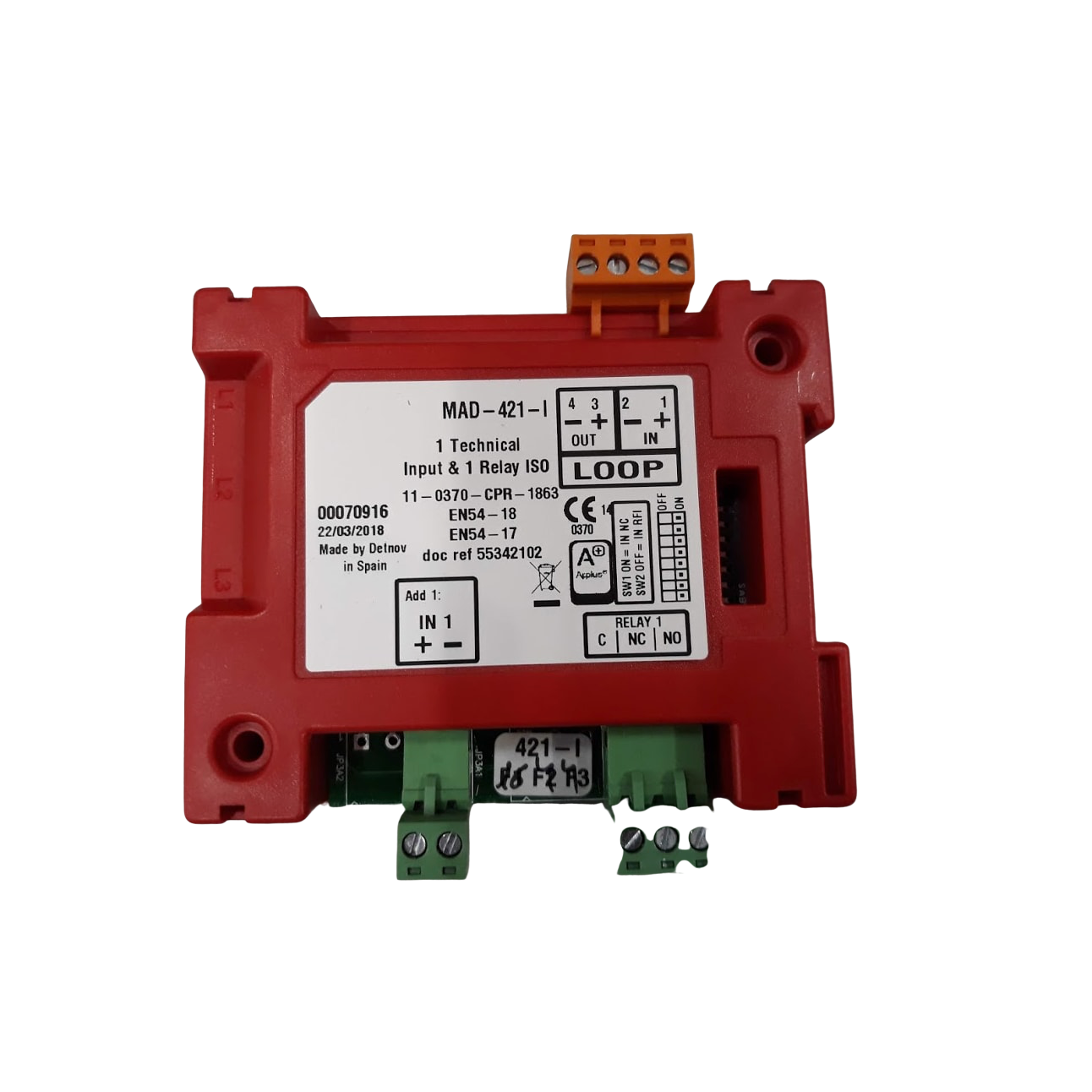 MAD-421-I Διευθυνσιοδοτούμενο Module Παρακολούθησης Και Ελέγχου 1 Εισόδου Με Ενδεικτικό Λειτουργίας Για Έλεγχο Συσκευών Και 1 Έ - Κύρια εικόνα προϊόντος