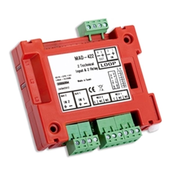 MAD-422 Διευθυνσιοδοτούμενο Module Παρακολούθησης & Ελέγχου 2 Εισόδων Με Ενδειξη Λειτουργίας Για Έλεγχο Συσκευών Detnov