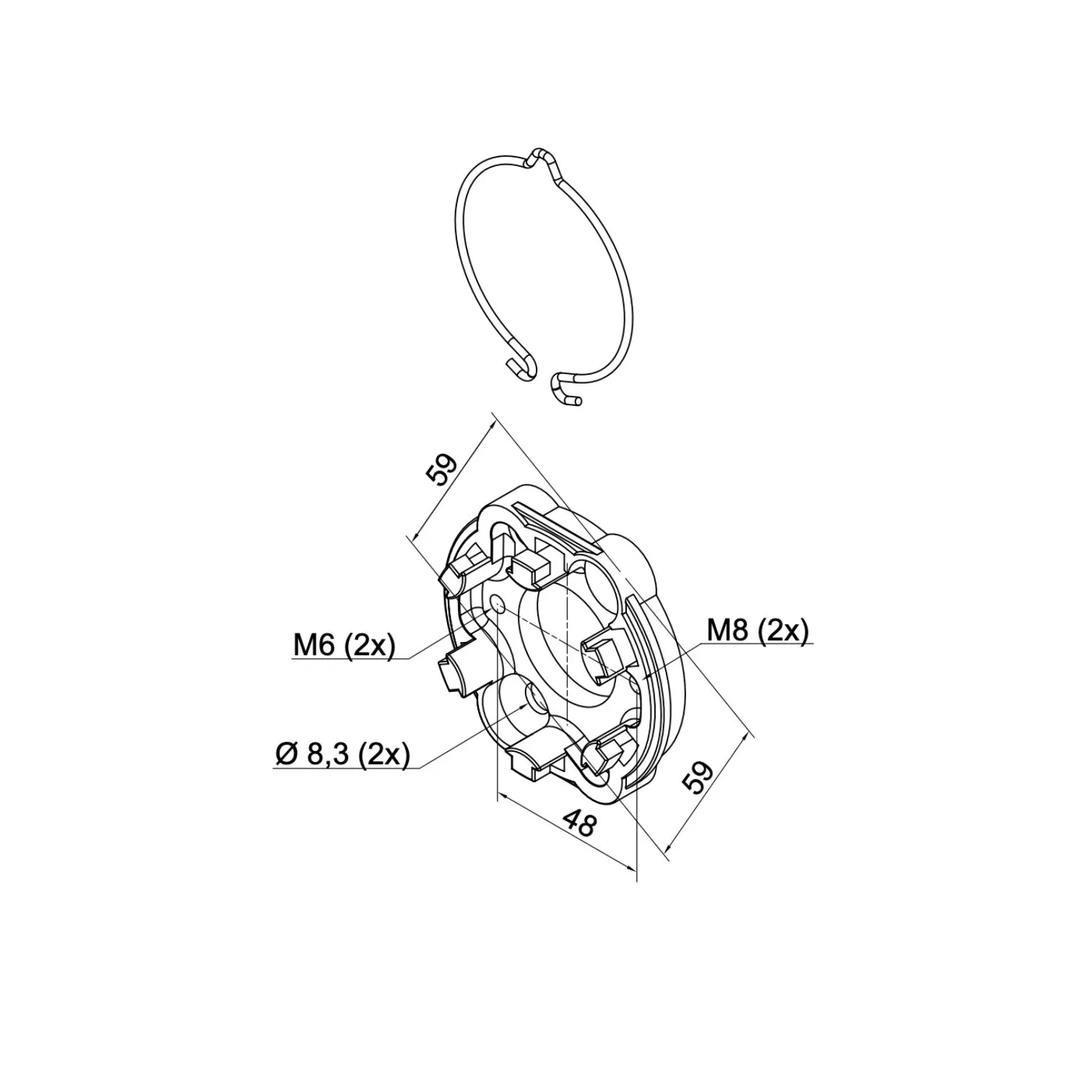 Nice 535.10099 - Συμπαγής στήριξη αλουμινίου με ελατήριο για SH και Next