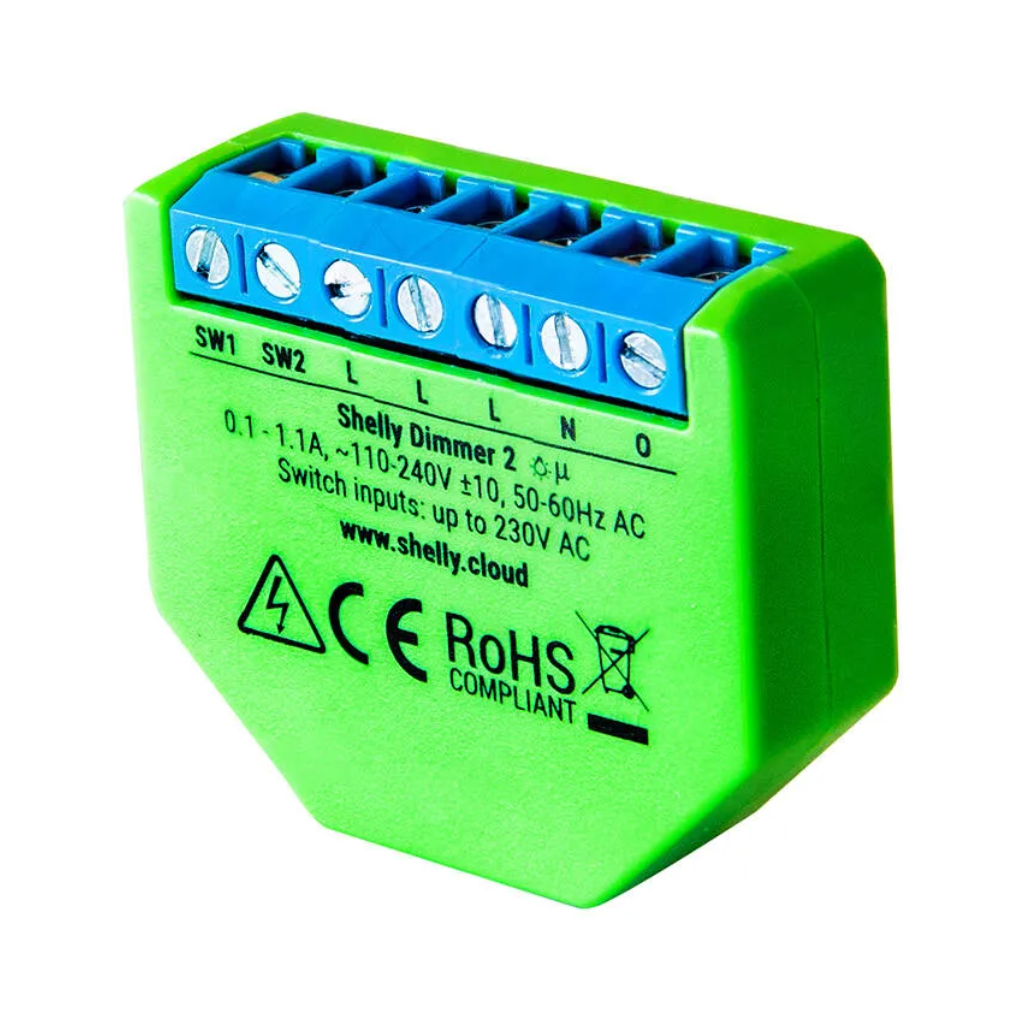 Shelly Dimmer 2​ - Dimmer Με ή Χωρίς Ουδέτερο 230v Και Μέτρηση Κατανάλωσης