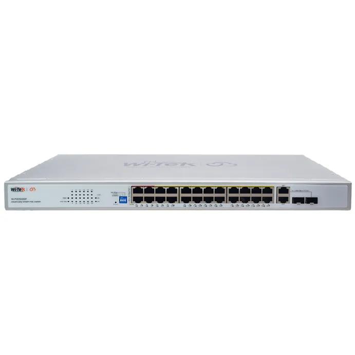 WI-TEK - WI-PCES226GF Rackmount Switch με 24 θύρες PoE (250 μέτρα), 2 θύρες uplink και 2 θύρες Combo SFP. Λειτουργία VLAN. Τροφοδοσία 280W - Κύρια εικόνα προϊόντος