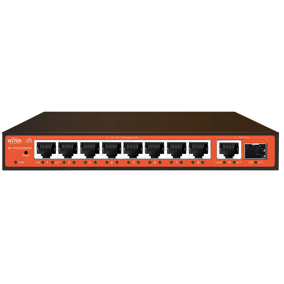 WI-TEK - WI-PCES308GF Cloud Managed switch με 8 θύρες PoE 1000Μbps με 1 θύρα SFP 1000Mbps. Aπομακρυσμένη διαχείριση μέσω κινητού. Tροφοδοσία 65W - Κύρια εικόνα προϊόντος