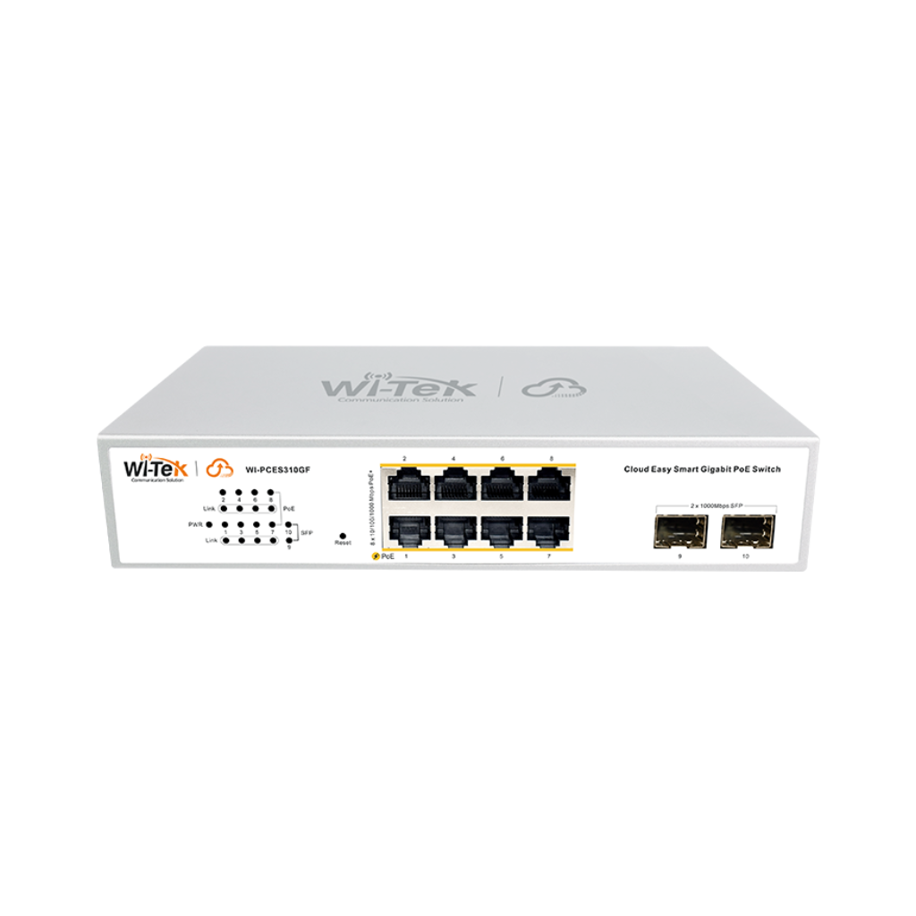 WI-TEK - WI-PCES310GF V2 Cloud Managed switch με 8 θύρες PoE 1000Μbps με 2 θύρες SFP 1000Mbps. Aπομακρυσμένη διαχείριση μέσω κινητού. Tροφοδοσία 130W