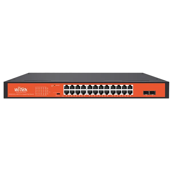 WI-TEK - WI-PS326GFH Rackmount Switch με 24 θύρες PoE στα 1000Μbps, 2 θύρες uplink Combo SFP. Λειτουργία VLAN. Τροφοδοσία 250W - Κύρια εικόνα προϊόντος