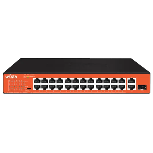 WI-TEK - WI-PS526GH Rackmount Switch με 24 θύρες PoE (250 μέτρα), 1 θύρα uplink και 1 θύρα Combo SFP. Λειτουργία VLAN. Τροφοδοσία 200W - Κύρια εικόνα προϊόντος