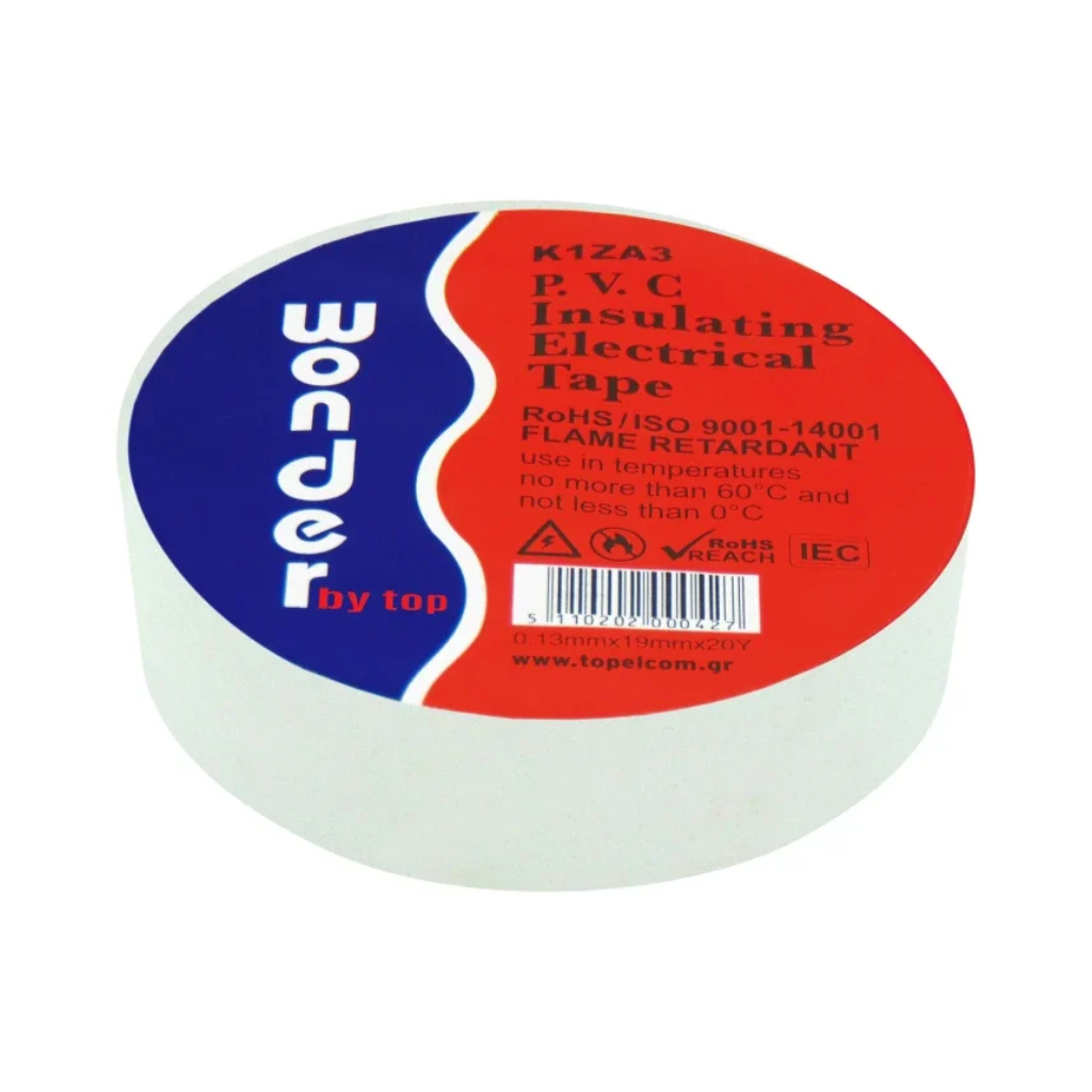 Wonder Λευκή Μονωτική Ταινία PVC K1ZA0 19mm x 20m