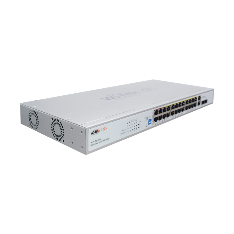 WI-TEK - WI-PCES226GF Rackmount Switch με 24 θύρες PoE (250 μέτρα), 2 θύρες uplink και 2 θύρες Combo SFP. Λειτουργία VLAN. Τροφοδοσία 280W - Εικόνα 2 από 3