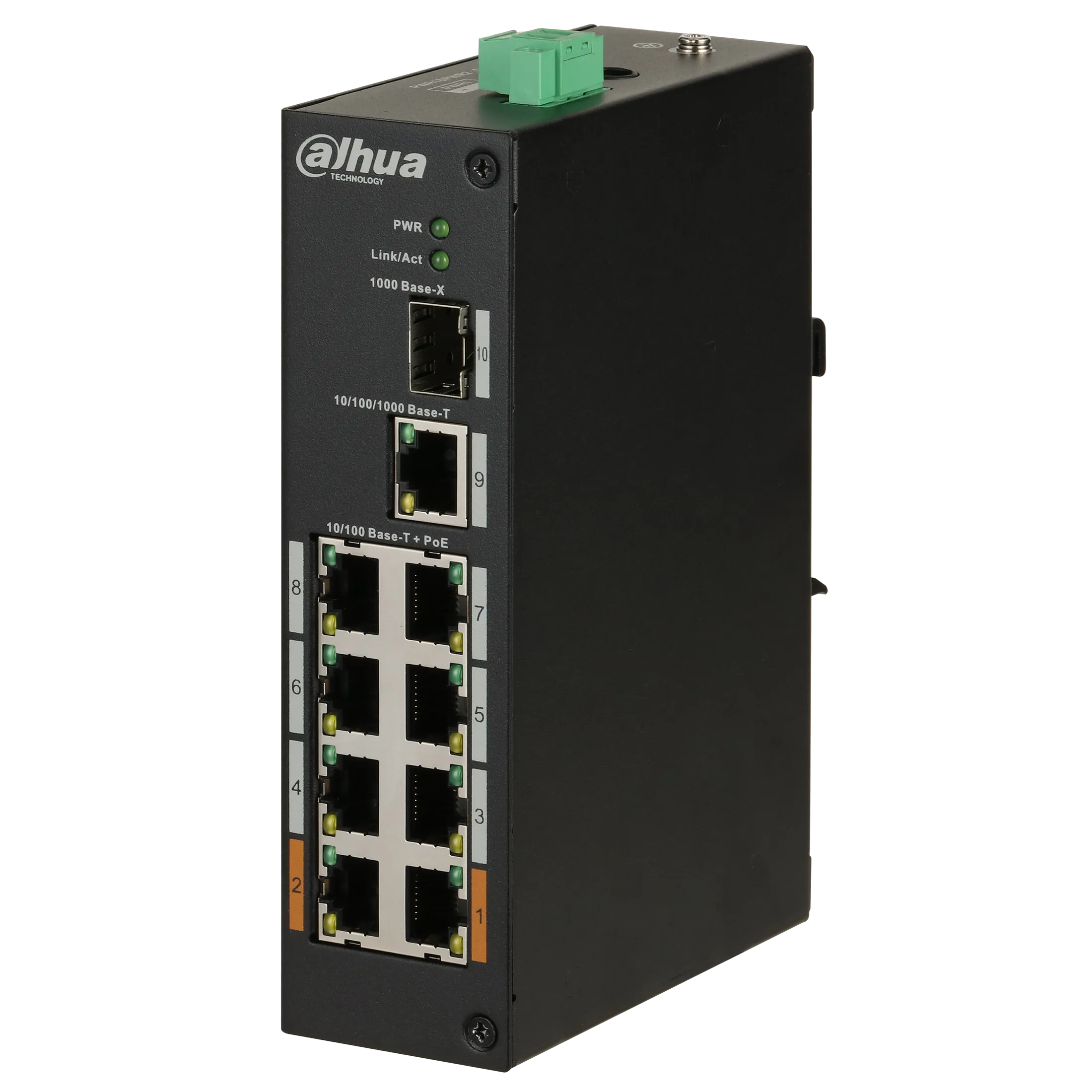 DAHUA - PFS3110-8ET-96-V2 Switch με 8 θύρες PoE, 1 θύρα uplink 1000Mbps και 1 θύρα SFP. (Unmanaged, Hardened) - Εικόνα 2