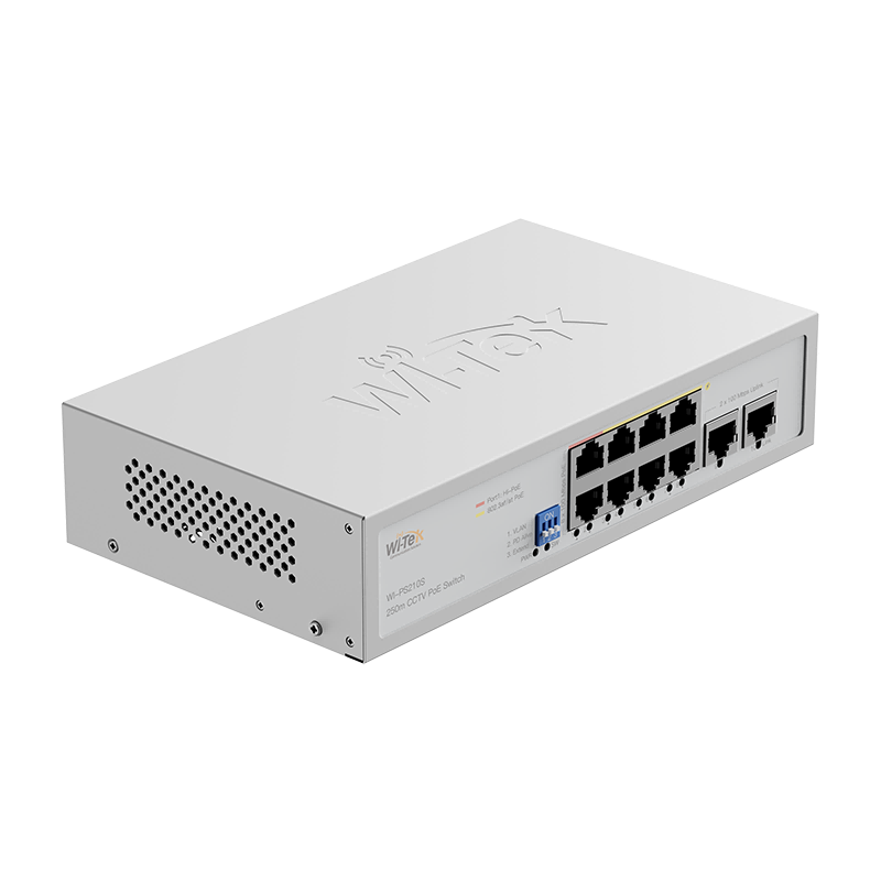 WI-TEK - WI-PS210S(V2) PoE Switch με 8 θύρες 100Mbps, με υποστήριξη 250m CCTV PoE. Τροφοδοσία 95W - Εικόνα 3 από 3