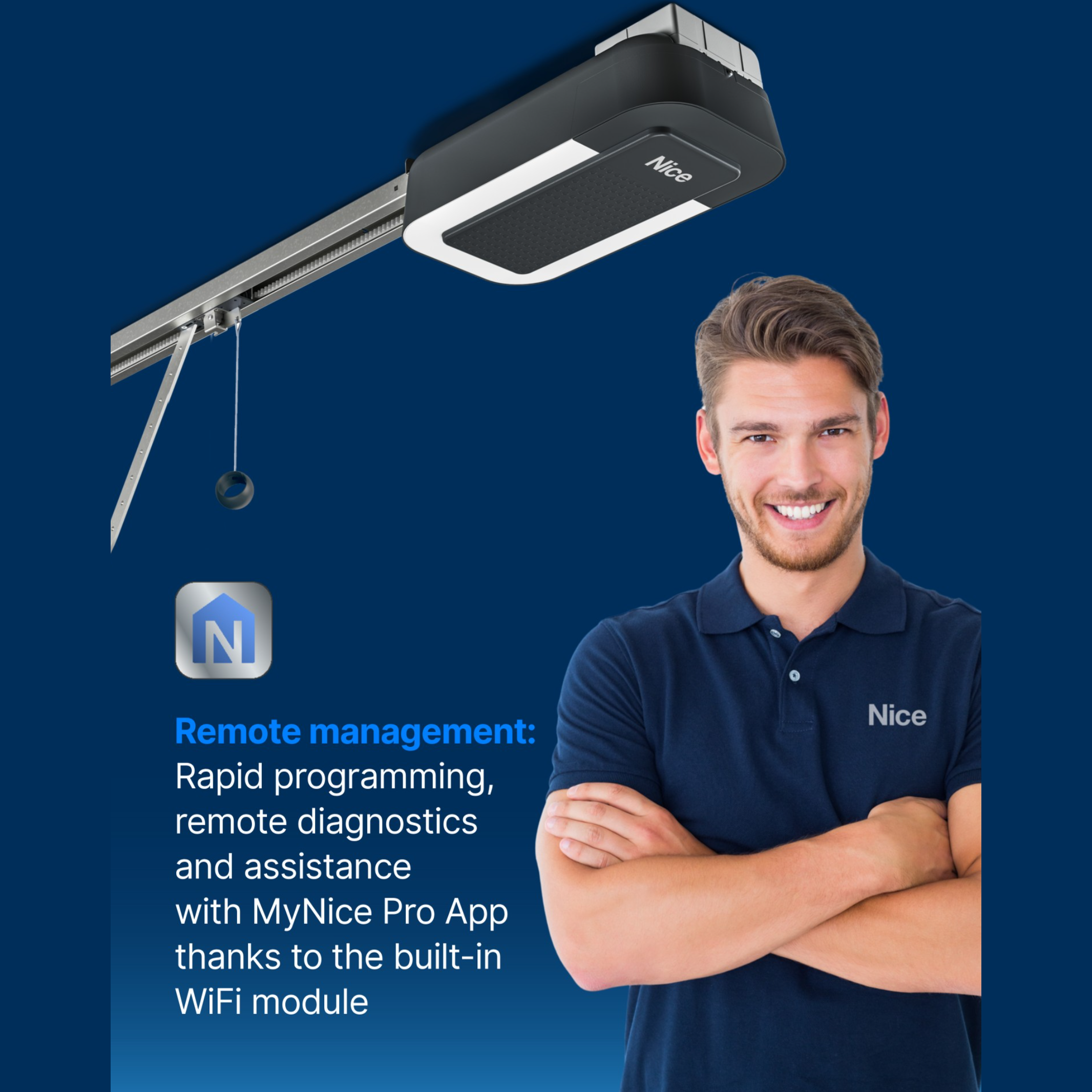 Nice SPIDER 800 (WiFi Basic Kit Σπαστός Ιμάντα) - Σετ μηχανισμός γκαραζόπορτας οροφής έως 12,6 m² - Εικόνα 3 από 10