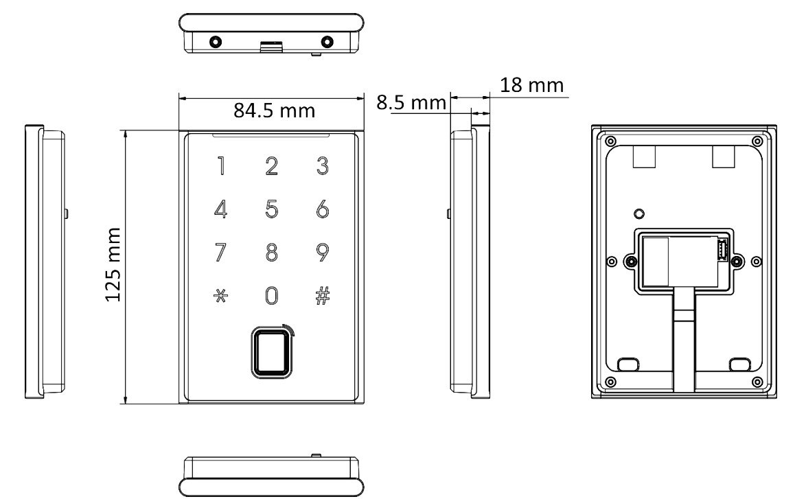 Hikvision DS-K1109DKFB-QR Desfire, Felica, M1 Card Reader with Keypad and Fingerprint - Εικόνα 3 από 3