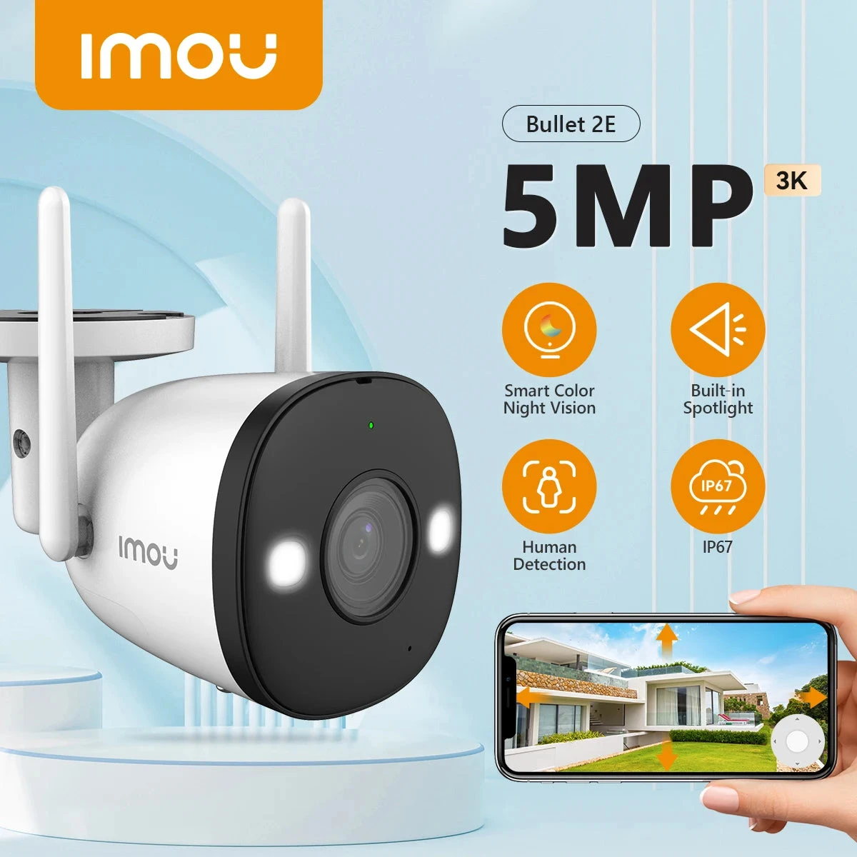 IMOU Bullet 2E 5MP (IPC-K3DP-5H0WF) - IP Κάμερα Παρακολούθησης Wi-Fi - Εικόνα 4