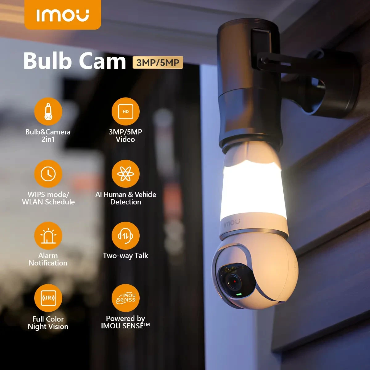 IMOU Bulb Cam 5MP (IPC-S6DP-5M0WEB-E27) - IP Κάμερα Παρακολούθησης Wi-Fi Λάμπα - Εικόνα 2 από 4