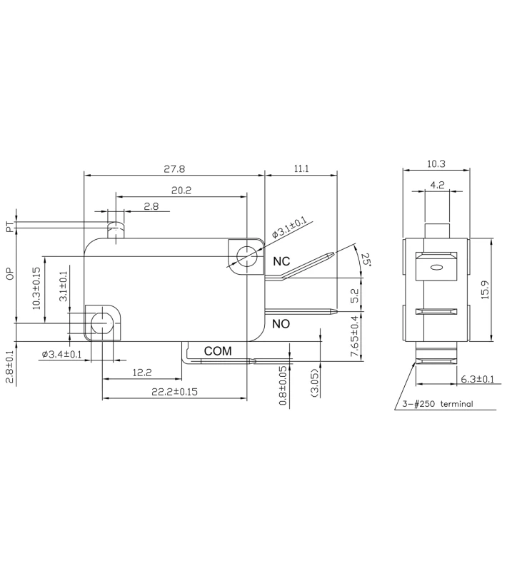 MICRO SWITCH Button VM-05S-00C0-Z ZPY - Εικόνα 2 από 2