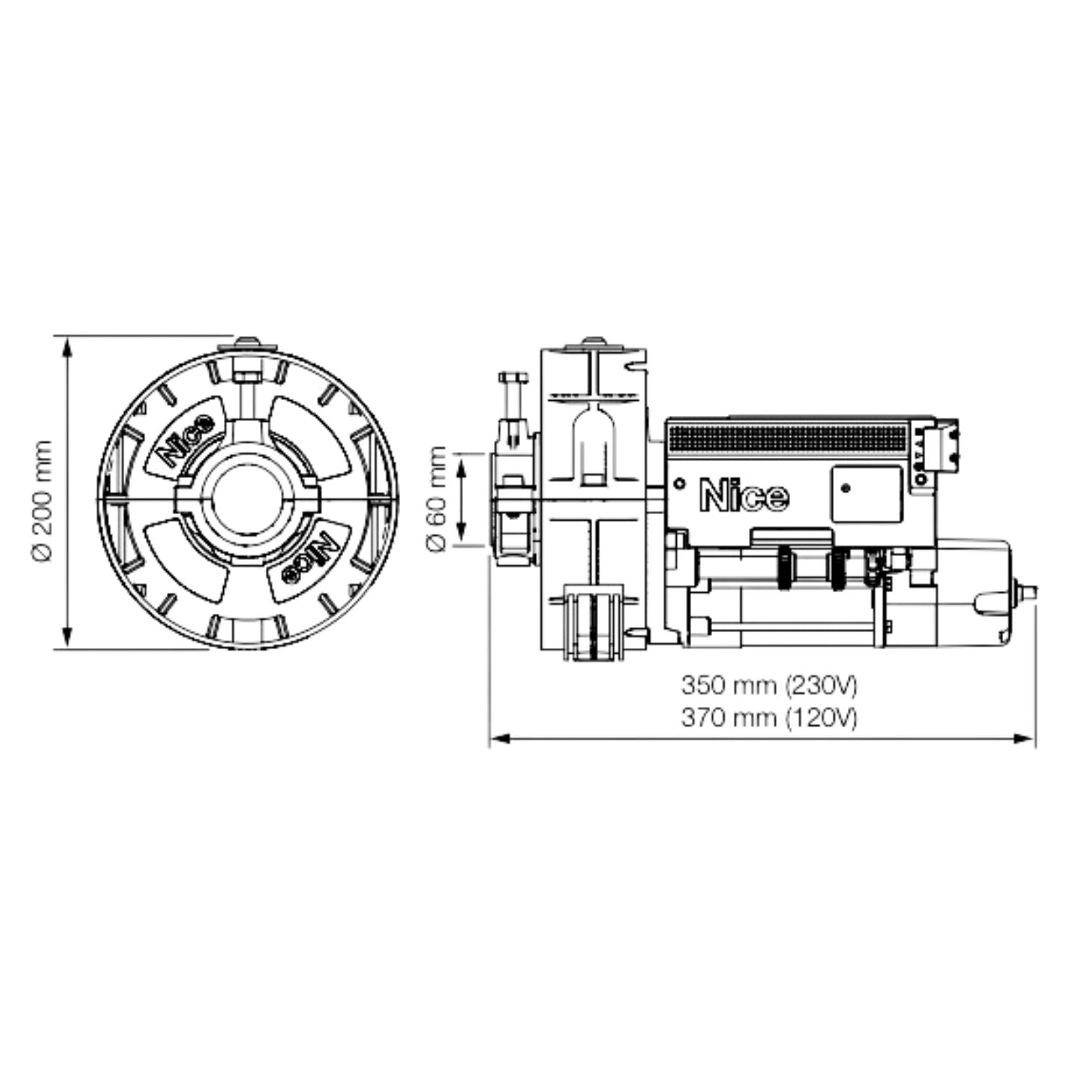 Nice RONDO RN2040 - Κεντρικό μοτέρ ρολού 180Nm Φ60 με φρένο - Εικόνα 4 από 7