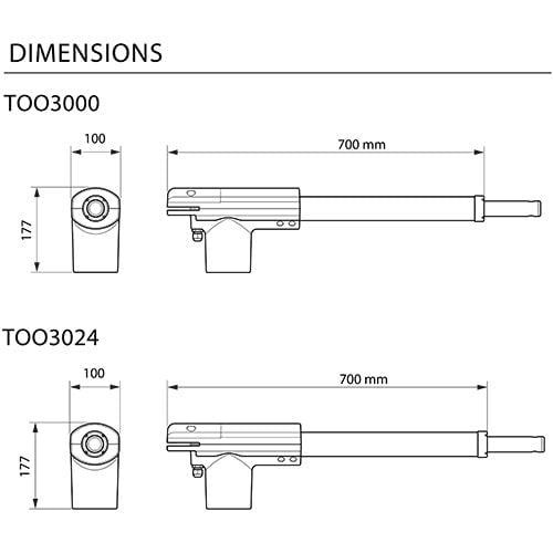 Nice TOO3000 (Basic Διπλό Kit) - Σετ μηχανισμών 230V για ανοιγόμενες αυλόπορτες έως 2m και 300kg - Εικόνα 2 από 3