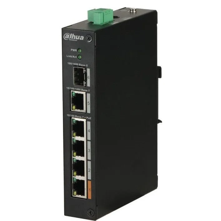 DAHUA - PFS3106-4ET-60-V2 Switch με 4 θύρες PoE, 1 θύρα uplink 1000Mbps και 1 θύρα SFP. (Unmanaged, Hardened) - Εικόνα 2 από 2