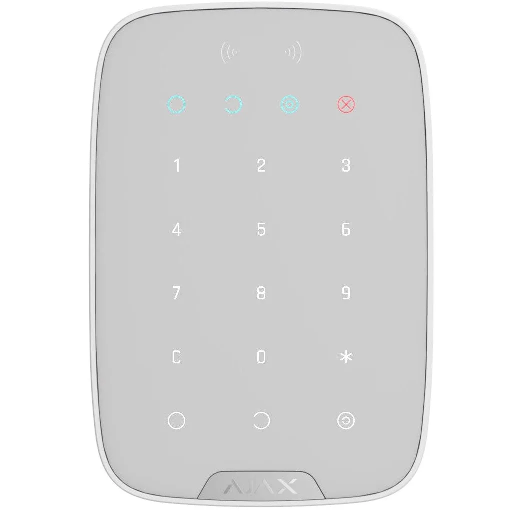 AJAX - KEYPAD PLUS WHITE Ασύρματο πληκτρολόγιο αφής με ενσωματωμένο Proximity Reader, σε λευκό χρώμα - Κύρια εικόνα προϊόντος