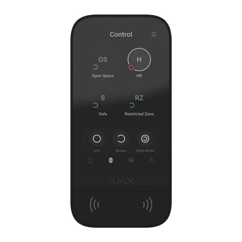 AJAX - KEYPAD TOUCHSCREEN BLACK Ασύρματο πληκτρολόγιο με οθόνη αφής 5'' (inch), σε μαύρο χρώμα - Εικόνα 2 από 2