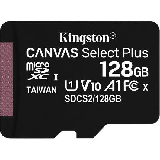 KINGSTON - MicroSD SDCS2 128GB Κάρτα μνήμης microSD 128GB για αποθήκευση της καταγραφής σε IP κάμερες - Εικόνα 2 από 2