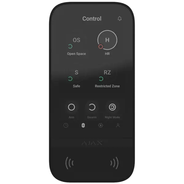 AJAX - KEYPAD TOUCHSCREEN BLACK Ασύρματο πληκτρολόγιο με οθόνη αφής 5'' (inch), σε μαύρο χρώμα - Εικόνα 1