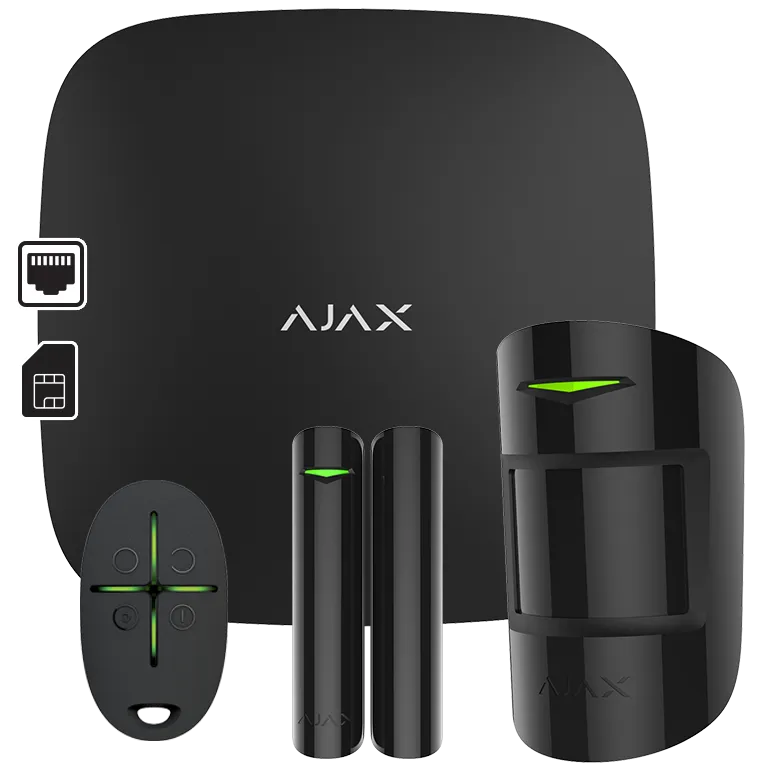 AJAX - STARTER KIT BLACK Σετ κεντρικής μονάδας IP &amp; Sim, σε μαύρο χρώμα - Εικόνα 1