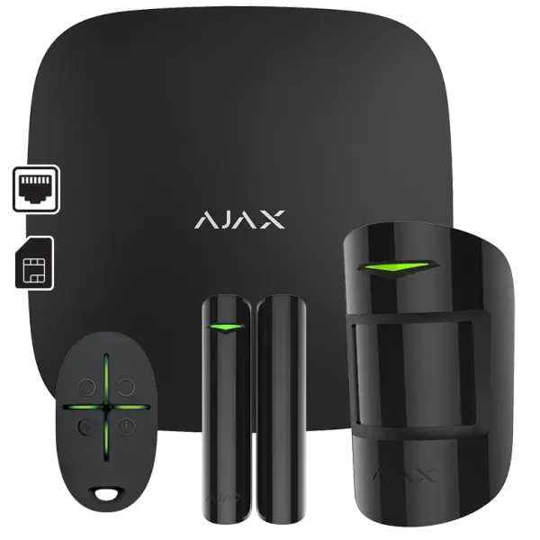 AJAX - STARTER KIT BLACK Σετ κεντρικής μονάδας IP & Sim, σε μαύρο χρώμα - Εικόνα 1