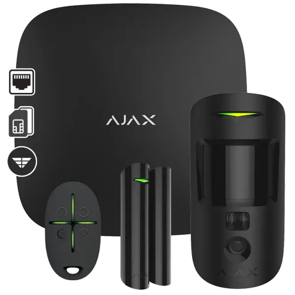 AJAX - STARTER KIT CAM BLACK Σετ κεντρικής μονάδας με ανιχνευτή με κάμερα - Εικόνα 1