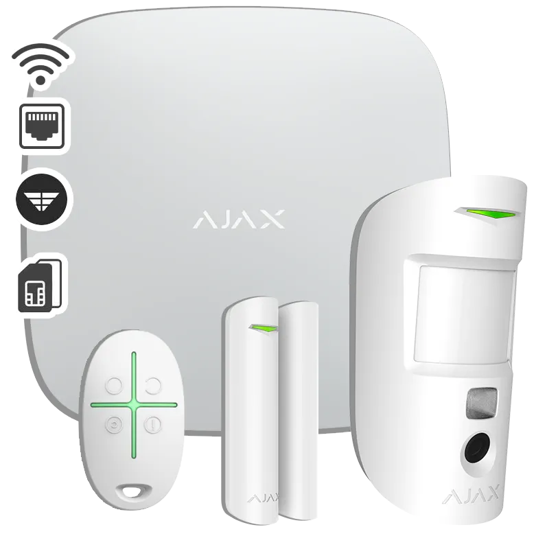 AJAX - STARTER KIT CAM PLUS WHITE Σετ κεντρικής μονάδας με Dual Μicro SIM (2G/3G/LTE), Ethernet και Wifi - Εικόνα 1