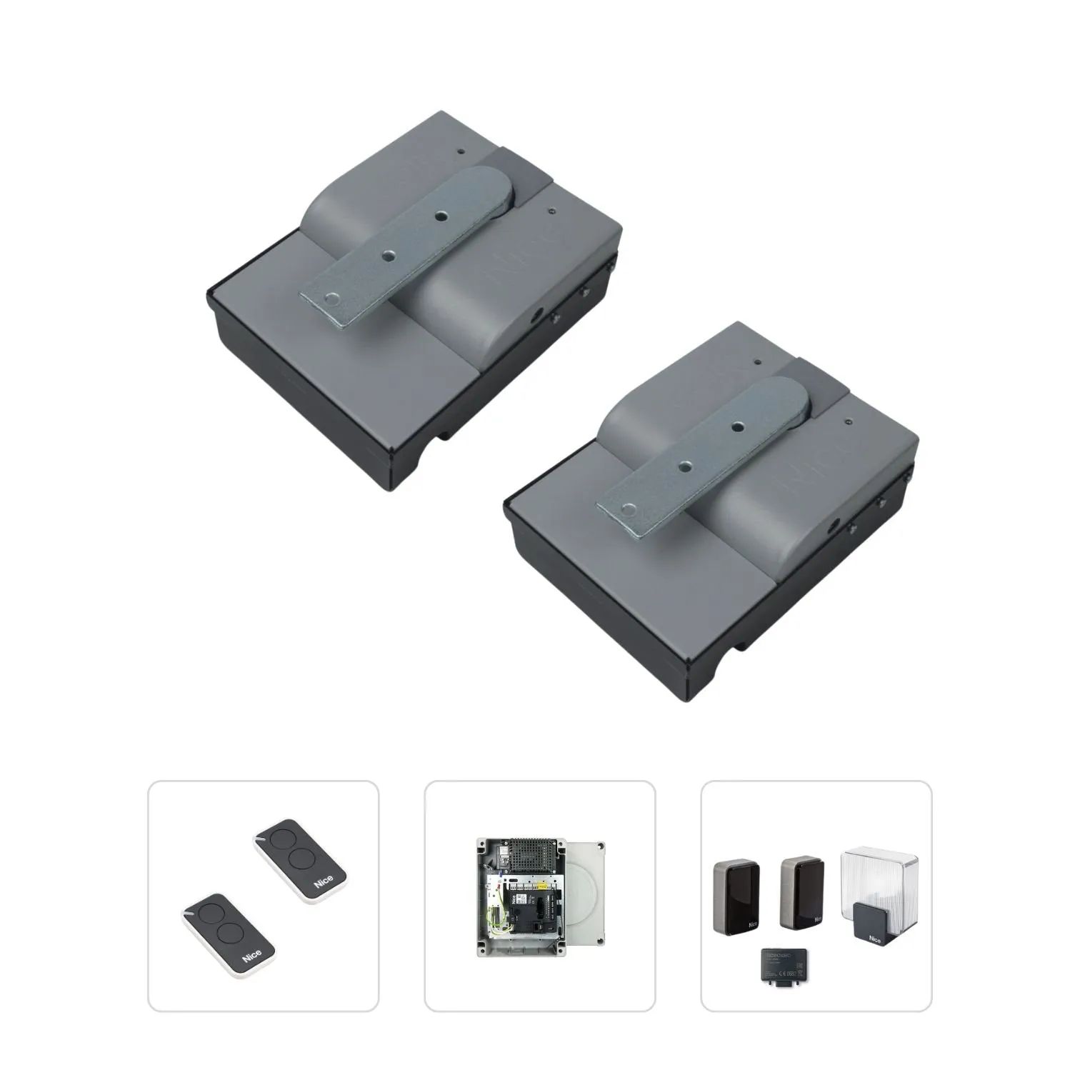 Nice SFAB2024BDKCE (Premium Διπλό Kit) - Σετ 24V ενδοδαπέδιων μηχανισμων για ανοιγόμενες αυλόπορτες έως 2,3 μέτρα και έως 400kg - Εικόνα 1