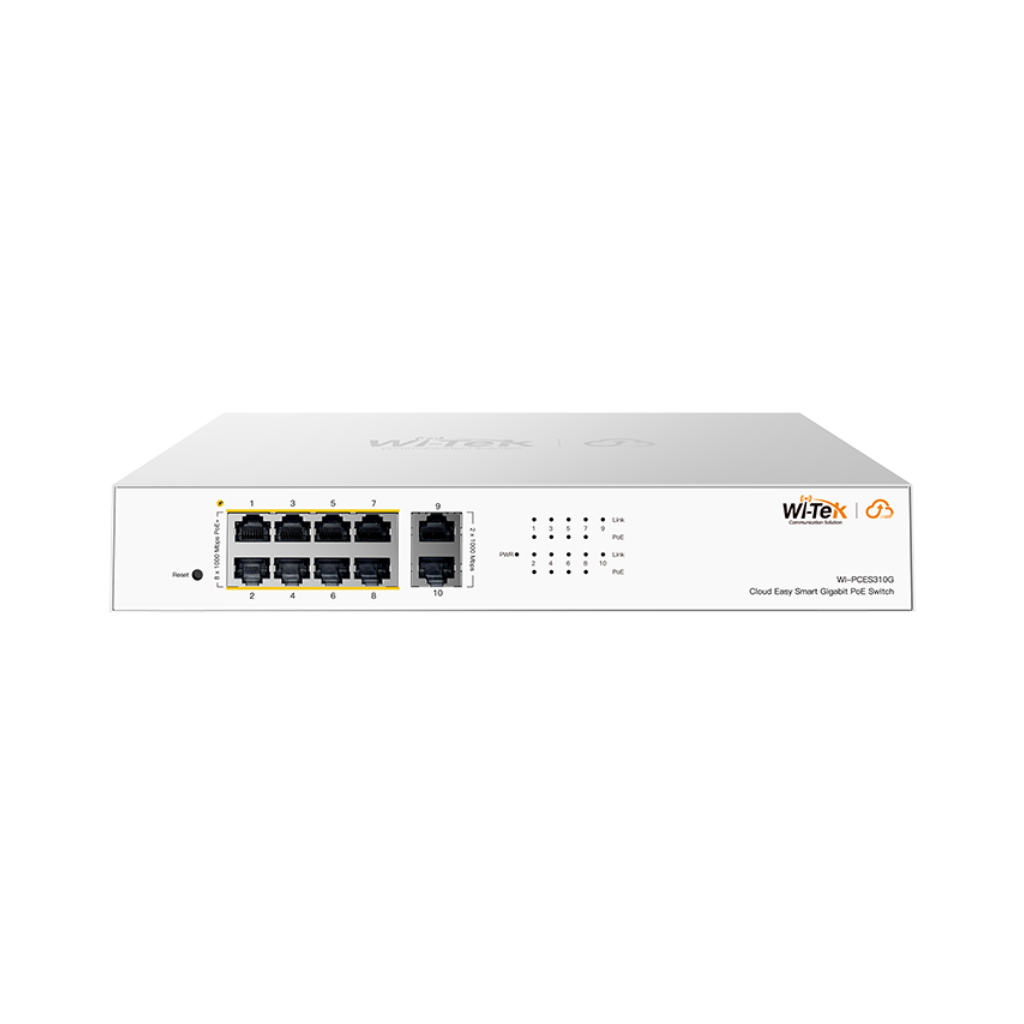 WI-TEK - WI-PCES310G Cloud Managed switch με 8 θύρες PoE Gigabit με 2 θύρες Uplink Gigabit. Aπομακρυσμένη διαχείριση μέσω κινητού. Tροφοδοσία 110W. - Εικόνα 1