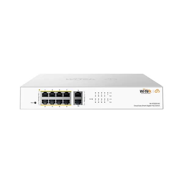 WI-TEK - WI-PCES310G Cloud Managed switch με 8 θύρες PoE Gigabit με 2 θύρες Uplink Gigabit. Aπομακρυσμένη διαχείριση μέσω κινητού. Tροφοδοσία 110W. - Εικόνα 1