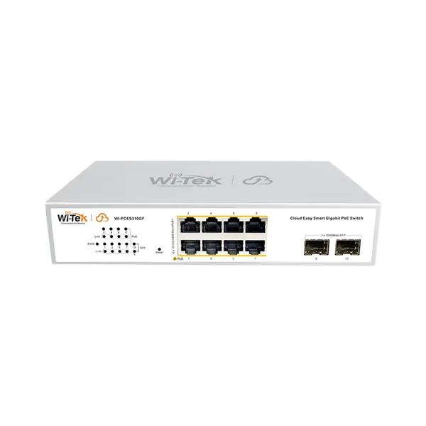 WI-TEK - WI-PCES310GF V2 Cloud Managed switch με 8 θύρες PoE 1000Μbps με 2 θύρες SFP 1000Mbps. Aπομακρυσμένη διαχείριση μέσω κινητού. Tροφοδοσία 130W - Εικόνα 1
