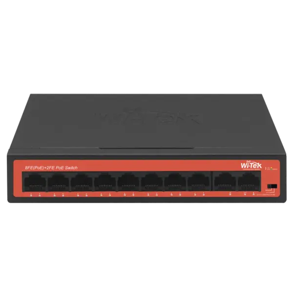 WI-TEK - WI-PS210H Switch με 8 θύρες PoE (250 μέτρα) και 2 θύρες uplink. Λειτουργία VLAN. Τροφοδοσία 65W - Εικόνα 1