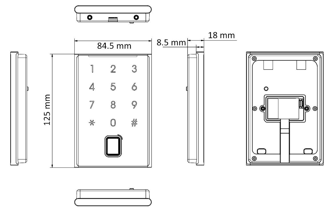 Hikvision DS-K1109DKFB-QR Desfire, Felica, M1 Card Reader with Keypad and Fingerprint - Εικόνα 3